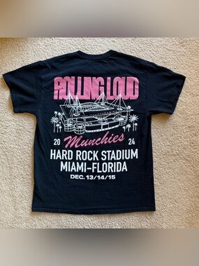 Rolling Loud Miami 2024 Munchies Black Graphic T-Shirt Medium